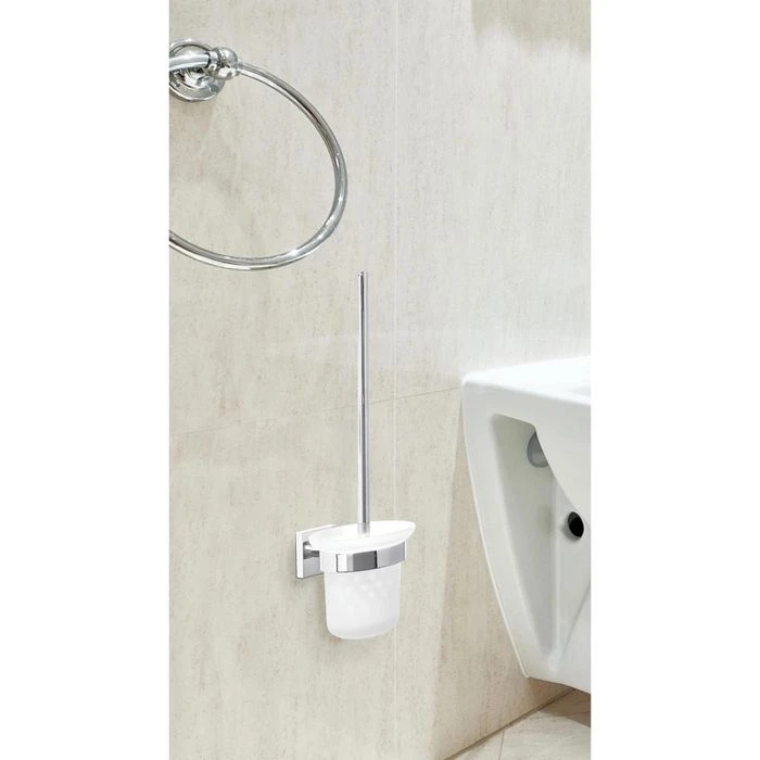 Tesa WC-Bürste Ekkro, Weiß, Bürstenhalter Aus Glas, Zur Wandmontage 2 Tesa WC-Bürste Ekkro, Weiß, Bürstenhalter Aus Glas, Zur Wandmontage – Bild 2