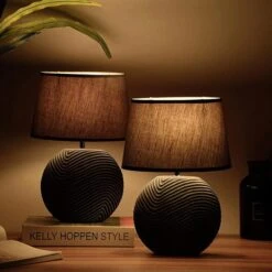 Schreibtischlampe BRUBAKER Grau, Mit Keramik-Standfuß, 2 Stück -Haushaltsprodukte 098085ab566fcad7cb9860e8f3aa0615c97f45ed schreibtischlampe brubaker zen garden