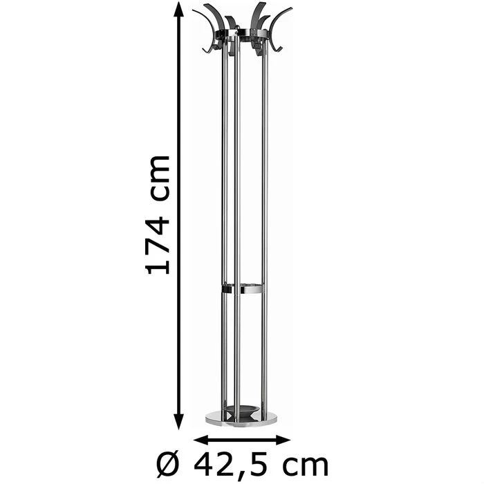 Alco Garderobenständer 2872-11, Mit 12 Haken, Metall, Silber / Schwarz 2 Alco Garderobenständer 2872-11, Mit 12 Haken, Metall, Silber / Schwarz – Bild 2