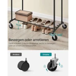 Songmics Garderobenständer HSR60B, Bis 110 Kg, Mit Rollen, Metall, Schwarz -Haushaltsprodukte 149c3cb8f64198e0337650fb48d4d5ae6ae20b74 garderobenstaender songmics hsr60b bis 110 kg