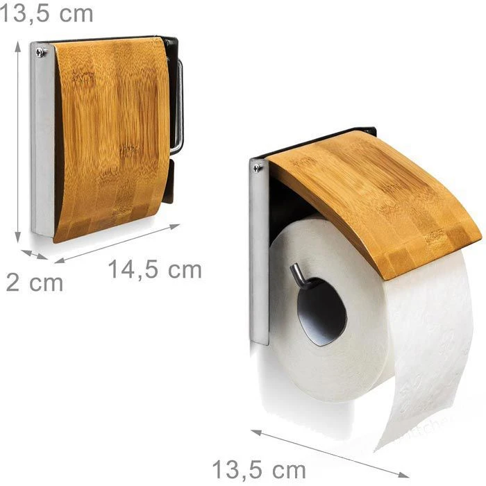 Toilettenpapierspender Relaxdays Bambus Und Edelstahl, Für 1 Kleinrolle, Braun 3 Toilettenpapierspender Relaxdays Bambus Und Edelstahl, Für 1 Kleinrolle, Braun – Bild 3