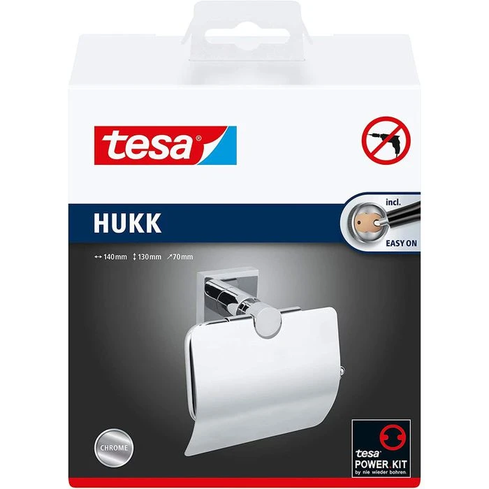 Tesa Toilettenpapierspender Hukk Mit Deckel 40247, Ohne Bohren, Metall, Für 1 Kleinrolle, Silber 4 Tesa Toilettenpapierspender Hukk Mit Deckel 40247, Ohne Bohren, Metall, Für 1 Kleinrolle, Silber – Bild 4