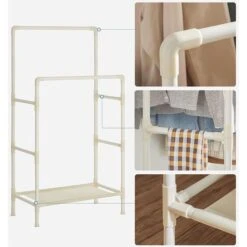 Songmics Garderobenständer RDR01WT, Bis 55 Kg, Mit 2 Kleiderstangen Und Ablage, Metall, Weiß -Haushaltsprodukte 22fbe083143e74971ff6cf9117edf575ba08f5b4 garderobenstaender songmics rdr01wt bis 55 kg