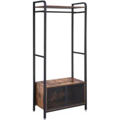 Vasagle Garderobenständer XHSR22BX, Vintage, Mit Schuhablage, Metall / Holz, Schwarz / Braun