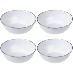 Gräwe Müslischale 730.SCH.C1, Stahlbelech Emailliert, Weiß, 15cm, Set, 4 Stück