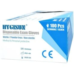 HYGISUN Einmalhandschuhe Intco Nitril, Puderfrei, Schwarz, 100 Stück, Größe M -Haushaltsprodukte 3e9bfa1888aa6e232ebe396be9d05753bbbba629 einmalhandschuhe hygisun intco nitril puderfrei