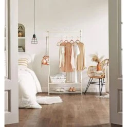 Songmics Garderobenständer HSR07W, Mit Schuhablage, Metall, Weiß -Haushaltsprodukte 415aa9daa991b2a6fb0e069ef071b39c9b7b1b8c garderobenstaender songmics hsr07w