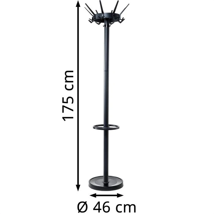 Maul Garderobenständer MAULcaligo, 9408090, Mit 32 Haken, Metall, Schwarz 2 Maul Garderobenständer MAULcaligo, 9408090, Mit 32 Haken, Metall, Schwarz – Bild 2