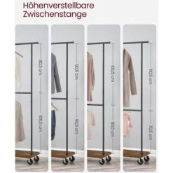 Vasagle Garderobenständer RGR111B01, Vintage, Rollen & Ablage, Ausziehbar, Metall / Holz, Braun -Haushaltsprodukte 4261a45afa8d2ec9b138e87e6ddd14020a427a4a garderobenstaender vasagle rgr111b01 vintage