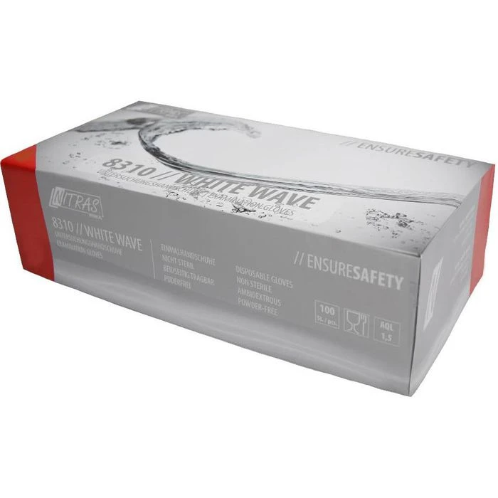 NITRAS Einmalhandschuhe White Wave Nitril, Puderfrei, Weiß, 100 Stück, Größe M 2 NITRAS Einmalhandschuhe White Wave Nitril, Puderfrei, Weiß, 100 Stück, Größe M – Bild 2