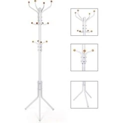 Songmics Garderobenständer RCR19W, Mit 12 Haken, Metall, Weiß -Haushaltsprodukte 44952a19d7caadae355366e878e6bcb006eec138 garderobenstaender songmics rcr19w