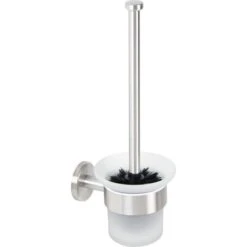 Bremermann WC-Bürste WC-Garnitur PIAZZA, Weiß, Bürstenhalter Aus Glas, Zur Wandmontage