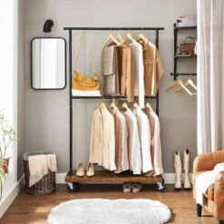 Vasagle Garderobenständer RGR111B01, Vintage, Rollen & Ablage, Ausziehbar, Metall / Holz, Braun -Haushaltsprodukte 4b356751634a789f5028a4db4b04e793d19cd817 garderobenstaender vasagle rgr111b01 vintage