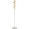 Haku-Möbel Garderobenständer 14386, Mit 6 Haken, Metall / Massivholz, Weiß / Natur