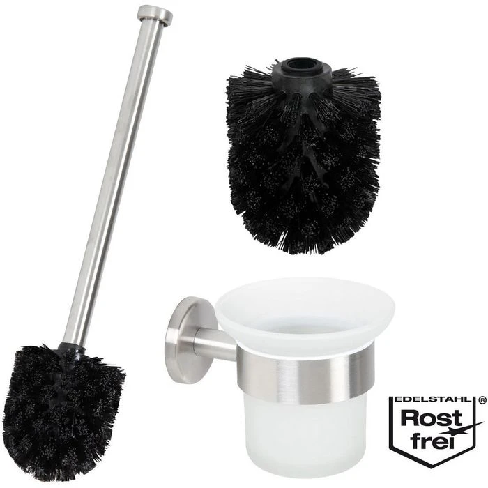 Bremermann WC-Bürste WC-Garnitur PIAZZA, Weiß, Bürstenhalter Aus Glas, Zur Wandmontage 3 Bremermann WC-Bürste WC-Garnitur PIAZZA, Weiß, Bürstenhalter Aus Glas, Zur Wandmontage – Bild 3