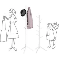 Vasagle Garderobenständer RCR04WT, Mit 8 Haken, Holz, Weiß -Haushaltsprodukte 53e31015cb43e93b723e1c68c8787ec492a97868 garderobenstaender vasagle rcr04wt