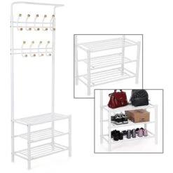 Songmics Garderobenständer HSR04W, Mit 18 Haken, Metall, Weiß -Haushaltsprodukte 56d7f75d354aee1a9becb26fd1cfbc80a91d3aa2 garderobenstaender songmics hsr04w