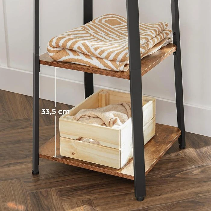 Vasagle Garderobenständer LCR80X, Vintage, Mit 16 Haken, Metall / Holz, Schwarz / Braun 4 Vasagle Garderobenständer LCR80X, Vintage, Mit 16 Haken, Metall / Holz, Schwarz / Braun – Bild 4