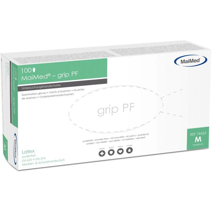 MaiMed Einmalhandschuhe Grip PF Latex, Puderfrei, 74425, Natur, 100 Stück, Größe M 3 MaiMed Einmalhandschuhe Grip PF Latex, Puderfrei, 74425, Natur, 100 Stück, Größe M – Bild 3