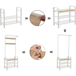 Vasagle Garderobenständer HSR40W, Mit 9 Haken, Metall / Holz, Weiß -Haushaltsprodukte 6fc5d4a135f7921b2c47783c6e1b5f0aa51bbb3b garderobenstaender vasagle hsr40w