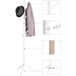 Vasagle Garderobenständer RCR04WT, Mit 8 Haken, Holz, Weiß -Haushaltsprodukte 73d232e7f0b27761c679f48a218f921064d2076d garderobenstaender vasagle rcr04wt