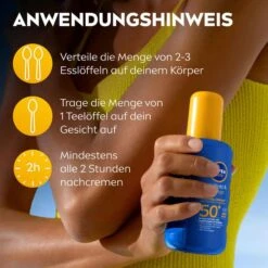 Nivea Sonnencreme Sun Schutz & Pflege, LSF 50+, Sonnenspray, Wasserfest, 200ml -Haushaltsprodukte 797b9c1ab717cb4b9d186b4dbb74e622540b2a64 sonnencreme nivea sun schutz und pflege lsf 50 plus