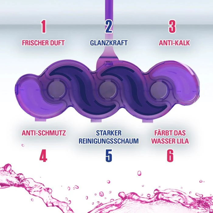 Cillit-Bang WC-Duftspüler 6 In 1 Lilaspüler, Wilde Orchidee, Im Korb, 3 Stück 5 Cillit-Bang WC-Duftspüler 6 In 1 Lilaspüler, Wilde Orchidee, Im Korb, 3 Stück – Bild 5