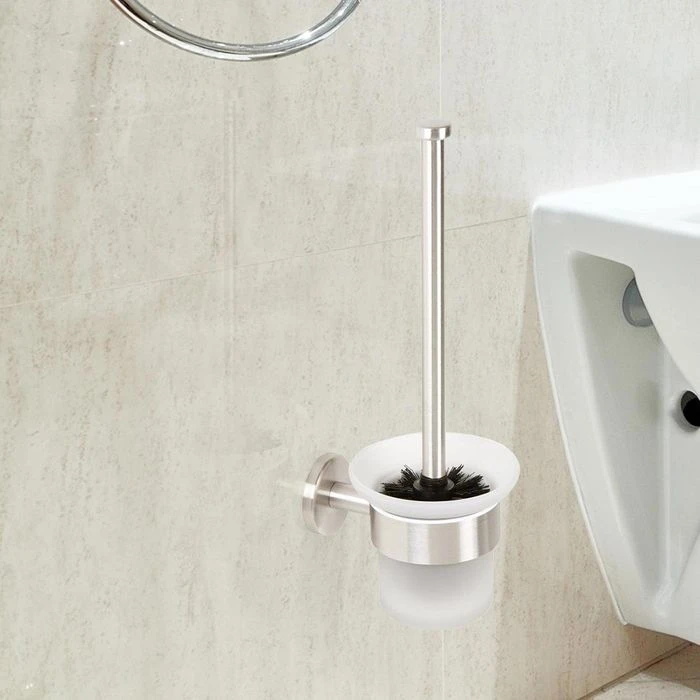 Bremermann WC-Bürste WC-Garnitur PIAZZA, Weiß, Bürstenhalter Aus Glas, Zur Wandmontage 2 Bremermann WC-Bürste WC-Garnitur PIAZZA, Weiß, Bürstenhalter Aus Glas, Zur Wandmontage – Bild 2