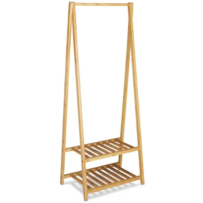 Relaxdays Garderobenständer 10020270, Mit 2 Ablagen, Bambus, Natur 1 Relaxdays Garderobenständer 10020270, Mit 2 Ablagen, Bambus, Natur