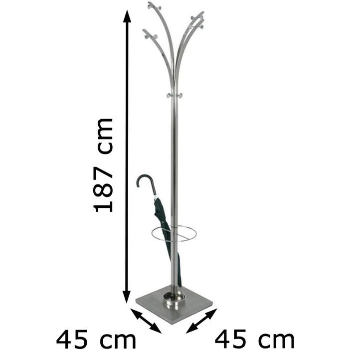 Haku-Möbel Garderobenständer 89776, Mit 12 Haken, Metall, Silber 2 Haku-Möbel Garderobenständer 89776, Mit 12 Haken, Metall, Silber – Bild 2