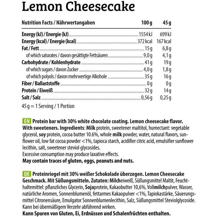 HEJ Proteinriegel Crispy Protein Bar Low Sugar, Lemon Cheesecake, Je 45g, 12 Riegel 4 HEJ Proteinriegel Crispy Protein Bar Low Sugar, Lemon Cheesecake, Je 45g, 12 Riegel – Bild 4