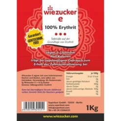 Wiezucker Zuckerersatz E, 100 Prozent Erythrit, Kalorienfrei, 1kg -Haushaltsprodukte 9d0dd86863d2f8be88d1b0fc0e0df0b13907289b zucker wiezucker e zuckerersatz 100 erythrit