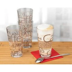 Van-Well Kaffeegläser Coffee Dekor, Latte Macchiato Gläser, 390ml, 12 Stück -Haushaltsprodukte 9f51e97e8e98aa7c945301371f3d6b8574b7d1f6 kaffeeglaeser van well coffee dekor