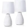 Schreibtischlampe BRUBAKER Weiß, Steingut-Standfuß, 2 Stück
