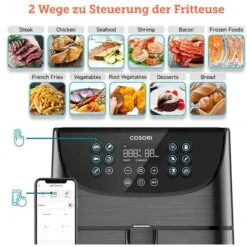 Cosori Fritteuse Smart WiFi XXL, CS158-AF-RXB, 1700 W, Heißluftfritteuse, Mit App, Für 5,5 Liter -Haushaltsprodukte bb005547fbce13310927b7b81f904157152eecee fritteuse cosori smart wifi xxl cs158 af rxb