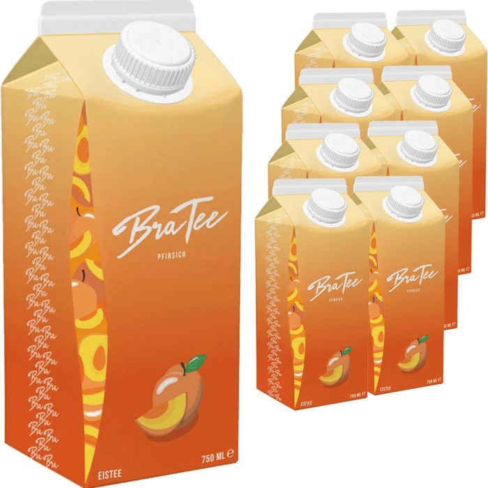 BraTee Eistee Capital Bra Pfirsich, Erfrischungsgetränk, Je 0,75 Liter, 8 Stück 1 BraTee Eistee Capital Bra Pfirsich, Erfrischungsgetränk, Je 0,75 Liter, 8 Stück