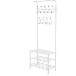 Songmics Garderobenständer HSR04W, Mit 18 Haken, Metall, Weiß -Haushaltsprodukte c9bd39f9550d2c00287c8d86b52936b3fc5936a1 garderobenstaender songmics hsr04w