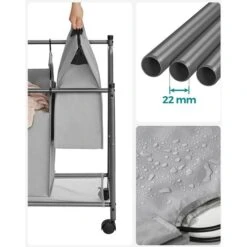 Songmics Wäschekorb LSF005GS, Grau, Mit 4 Fächern, Aus Polyester, 87,5 X 81 X 38,5 Cm, 140 Liter -Haushaltsprodukte d55bcdd999b8a4d53b17af011cfa3dceabc66e19 waeschekorb songmics lsf005gs grau mit 4 faechern