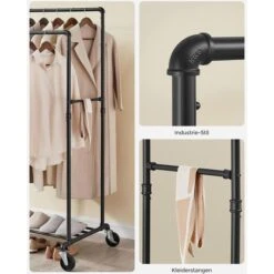 Songmics Garderobenständer HSR60B, Bis 110 Kg, Mit Rollen, Metall, Schwarz -Haushaltsprodukte d9a6a08be98e7331b5ae0a8190cb37f50690fe2f garderobenstaender songmics hsr60b bis 110 kg