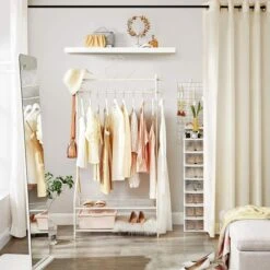 Songmics Garderobenständer HSR07W, Mit Schuhablage, Metall, Weiß -Haushaltsprodukte e01591a894ffd72c2edee03481d412227b895f64 garderobenstaender songmics hsr07w