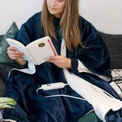 Navaris Heizdecke Poncho, Blau / Weiß, 3 Temperaturen, Abschaltautomatik, 180 X 130cm -Haushaltsprodukte e4615d22c4732de3749447de9ced3a33a937258f heizdecke navaris poncho blau weiss