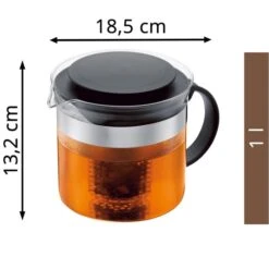 Bodum Tee-Kanne Bistro Nouveau 1875-01 Glas, Mit Kunststoff-Sieb, Schwarz, 1,0 L -Haushaltsprodukte e742373afca1ed40178fa445820f19025061f06f tee kanne bodum bistro nouveau 1875 01 glas