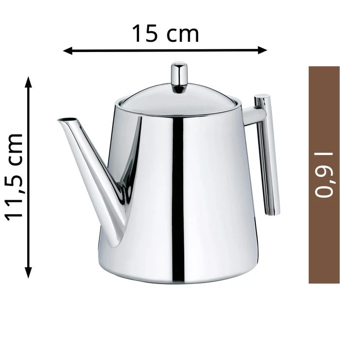 Kela Tee-Kanne Ancona 11355, Edelstahl, Mit Edelstahl-Sieb, Silber Glänzend, 0,9 L 2 Kela Tee-Kanne Ancona 11355, Edelstahl, Mit Edelstahl-Sieb, Silber Glänzend, 0,9 L – Bild 2