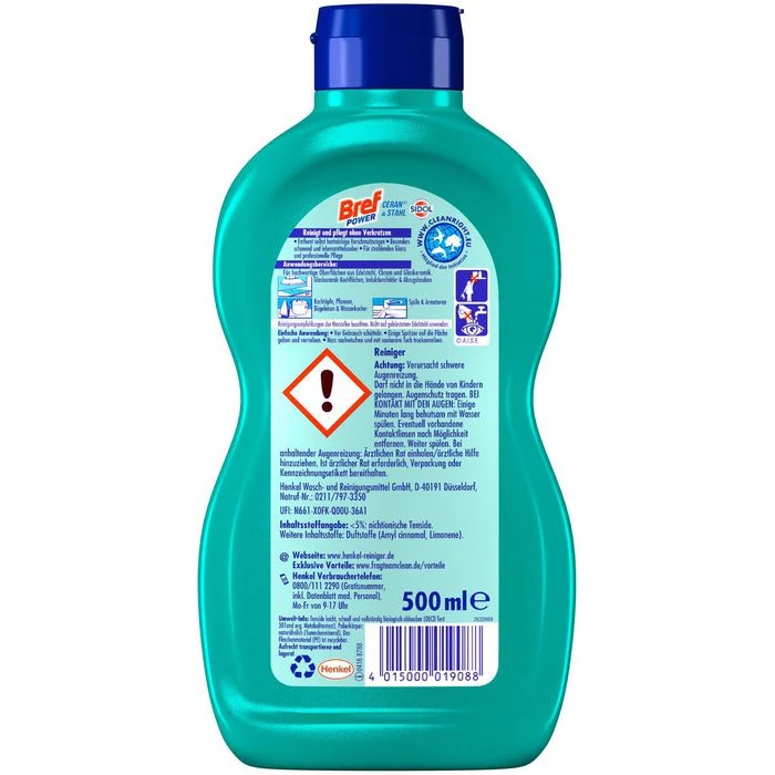 Bref Glaskeramikreiniger Power Ceran & Stahl, Flüssig, Glaskeramik- Und Edelstahlreiniger, 500ml 3 Bref Glaskeramikreiniger Power Ceran & Stahl, Flüssig, Glaskeramik- Und Edelstahlreiniger, 500ml – Bild 3