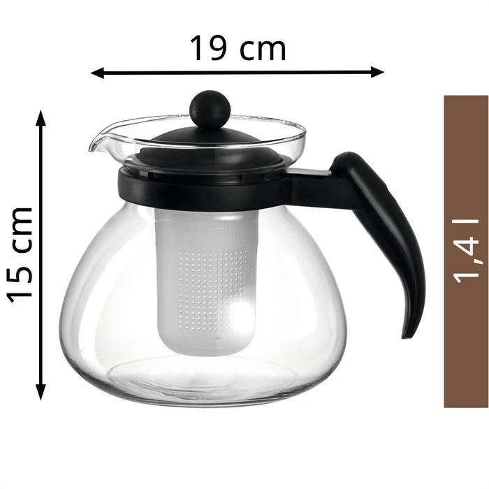 Montana Tee-Kanne Duo 057839, Glas, Mit Sieb, Schwarz, 1,4 L 2 Montana Tee-Kanne Duo 057839, Glas, Mit Sieb, Schwarz, 1,4 L – Bild 2