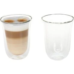 DeLonghi Kaffeegläser 5513214611 Latte Macchiato, Doppelwandig, 220ml, 2 Stück