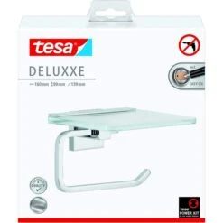 Tesa Toilettenpapierspender Deluxxe Mit Ablage, Ohne Bohren, Metall, Für 1 Kleinrolle, Silber -Haushaltsprodukte edbc062bdf58e224f82dc65c73ba9291c3a46316 toilettenpapierspender tesa deluxxe mit ablage