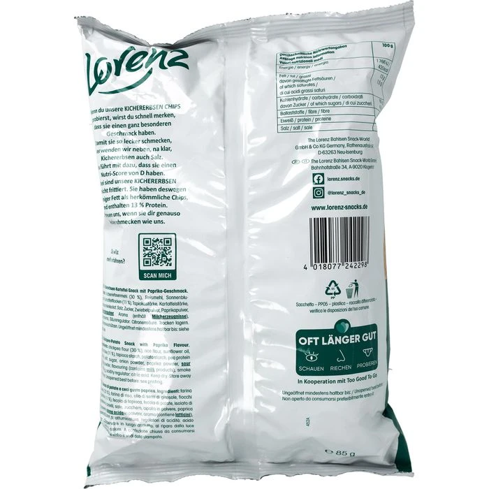 Lorenz Chips Paprika, Kichererbsen Chips, 85g 3 Lorenz Chips Paprika, Kichererbsen Chips, 85g – Bild 3