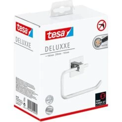 Tesa Toilettenpapierspender Deluxxe, 40400, Ohne Bohren, Metall, Für 1 Kleinrolle, Silber -Haushaltsprodukte ef49865f7d28aa61d350e975dafd28a837b98381 toilettenpapierspender tesa deluxxe 40400