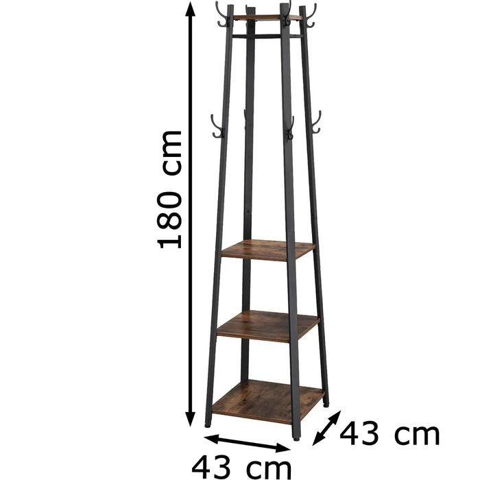 Vasagle Garderobenständer LCR80X, Vintage, Mit 16 Haken, Metall / Holz, Schwarz / Braun 2 Vasagle Garderobenständer LCR80X, Vintage, Mit 16 Haken, Metall / Holz, Schwarz / Braun – Bild 2